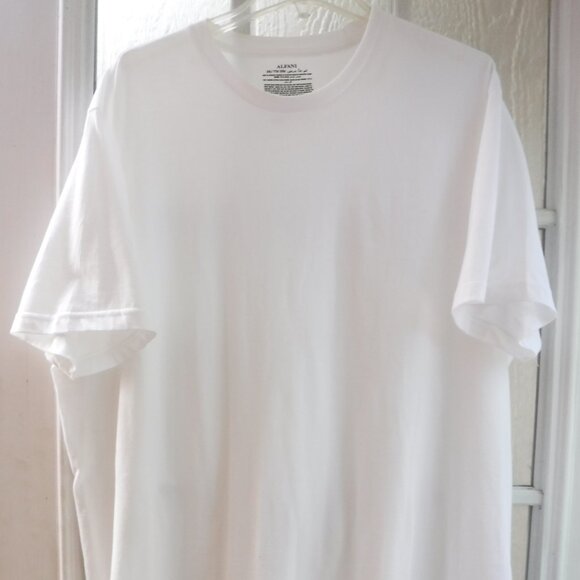 Alfani White Color Crewneck Short Sleeve Shirt - Picture 1 of 6